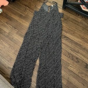 Size M - Black with white polka dot pant romper - LOFT Beach